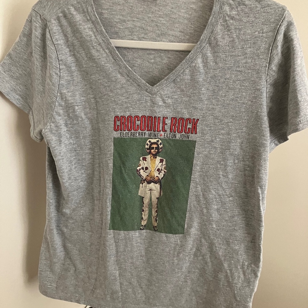 Elton John Graphic T-Shirt, Crocodile Rock, Women’s Size M